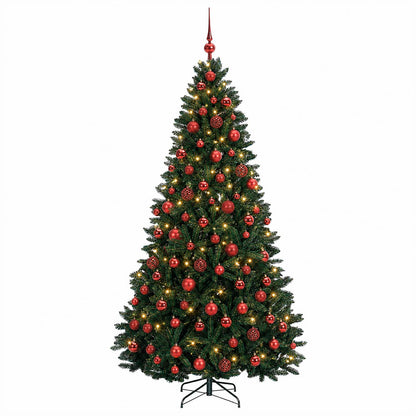 vidaXL Artificial Christmas Tree Dark Green with Bauble 210 cm