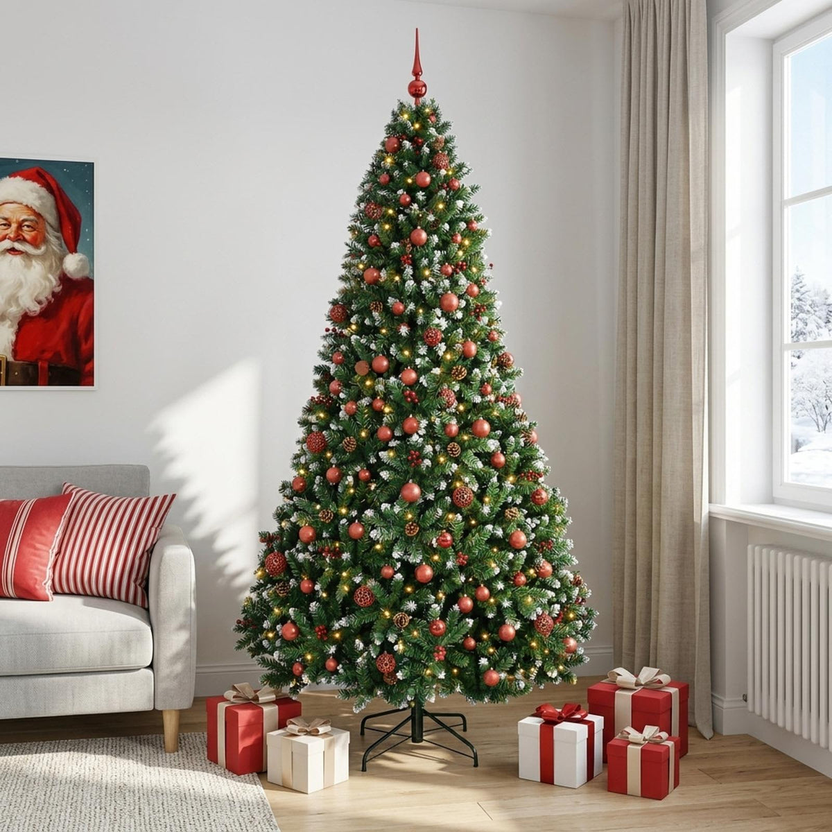 vidaXL Artificial Christmas Tree Green with Bauble 240 cm 300 LEDs