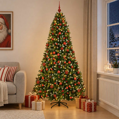 vidaXL Artificial Christmas Tree Green with Bauble 240 cm 300 LEDs