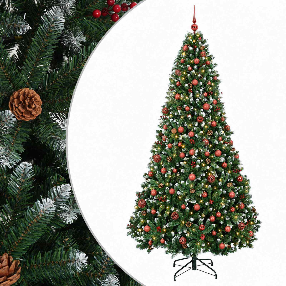 vidaXL Artificial Christmas Tree Green with Bauble 240 cm 300 LEDs