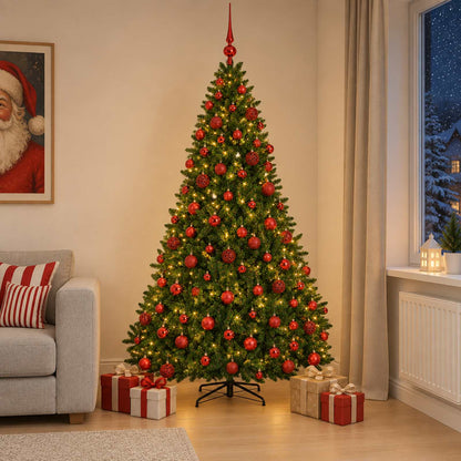 vidaXL Artificial Christmas Tree, Light Green, with Ornaments 240 cm