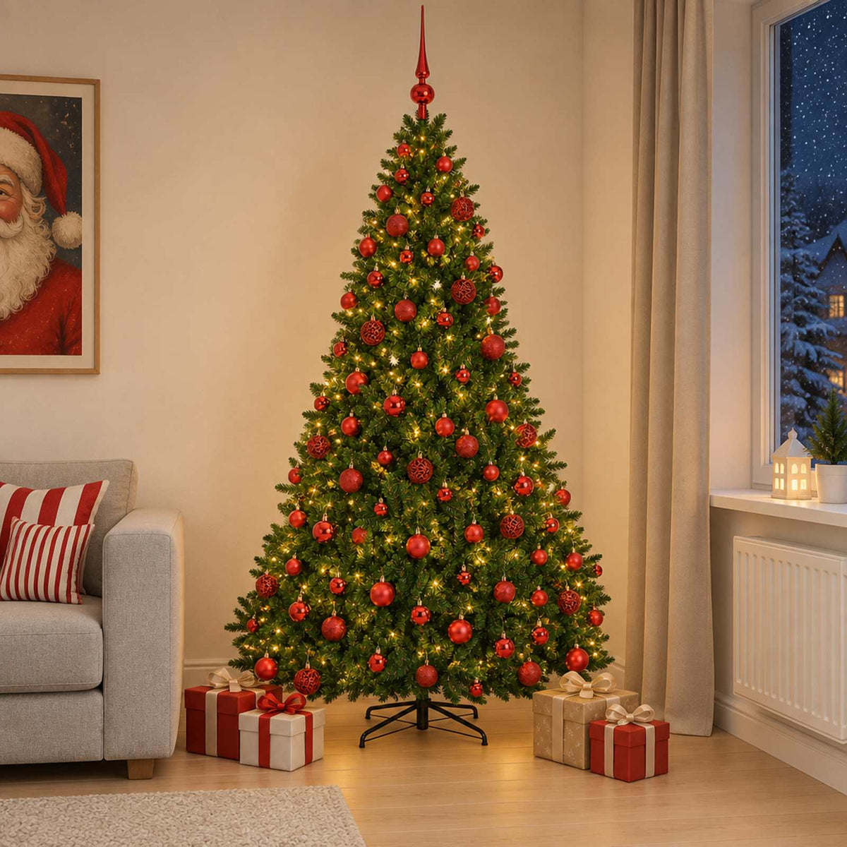 vidaXL Artificial Christmas Tree, Light Green, with Baubles 210 cm