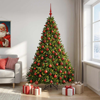 vidaXL Artificial Christmas Tree, Light Green, with Baubles 210 cm
