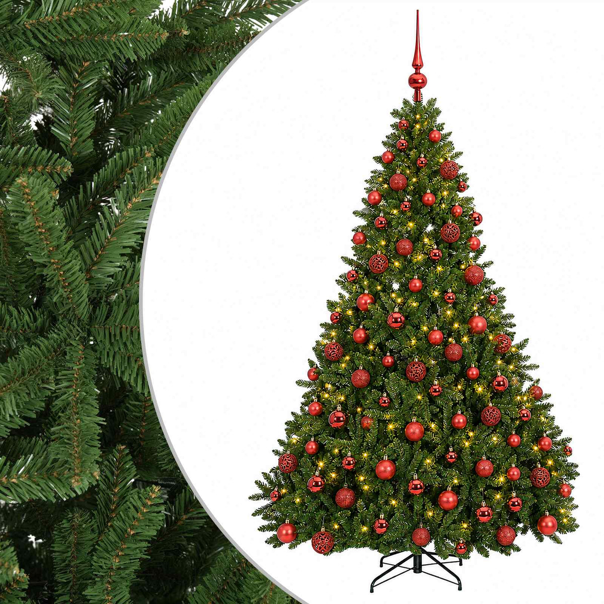 vidaXL Artificial Christmas Tree, Light Green, with Ornaments 240 cm