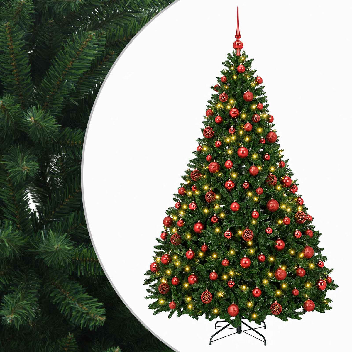 vidaXL Artificial Christmas Tree Mid-green with Bauble 180 cm 300 LEDs