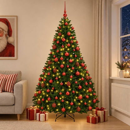 vidaXL Artificial Christmas Tree Mid-green with Ornament 210 cm
