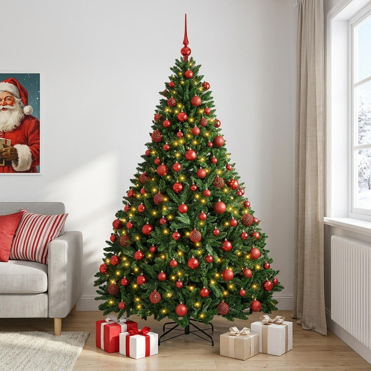 vidaXL Artificial Christmas Tree Mid-green with Ornament 210 cm