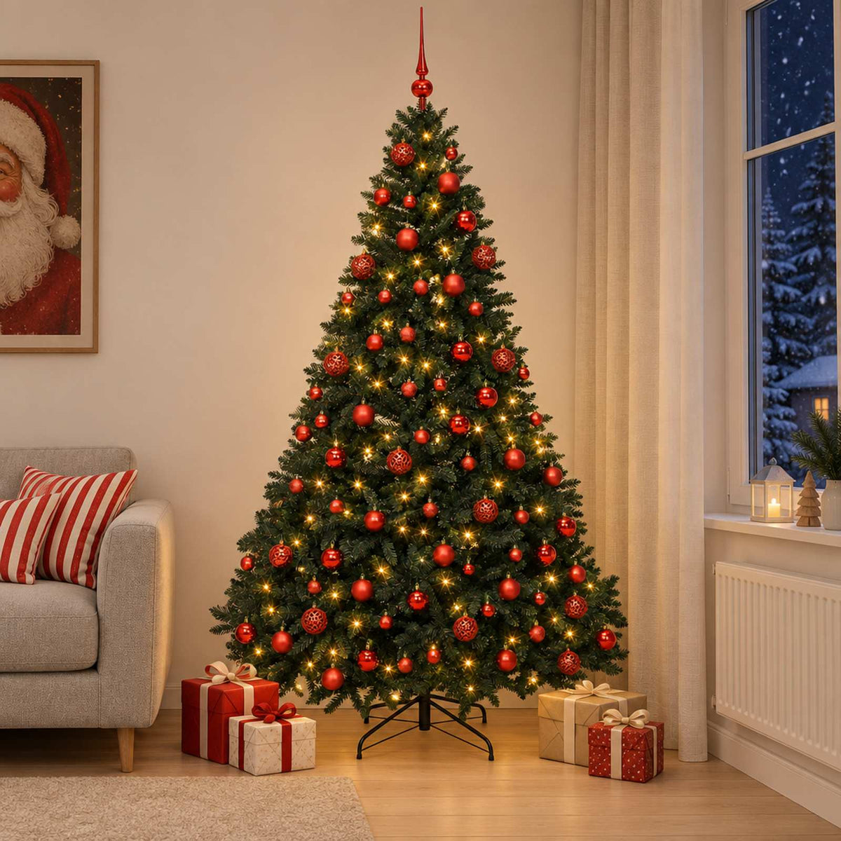 vidaXL Artificial Christmas Tree Dark Green with Bauble 240 cm