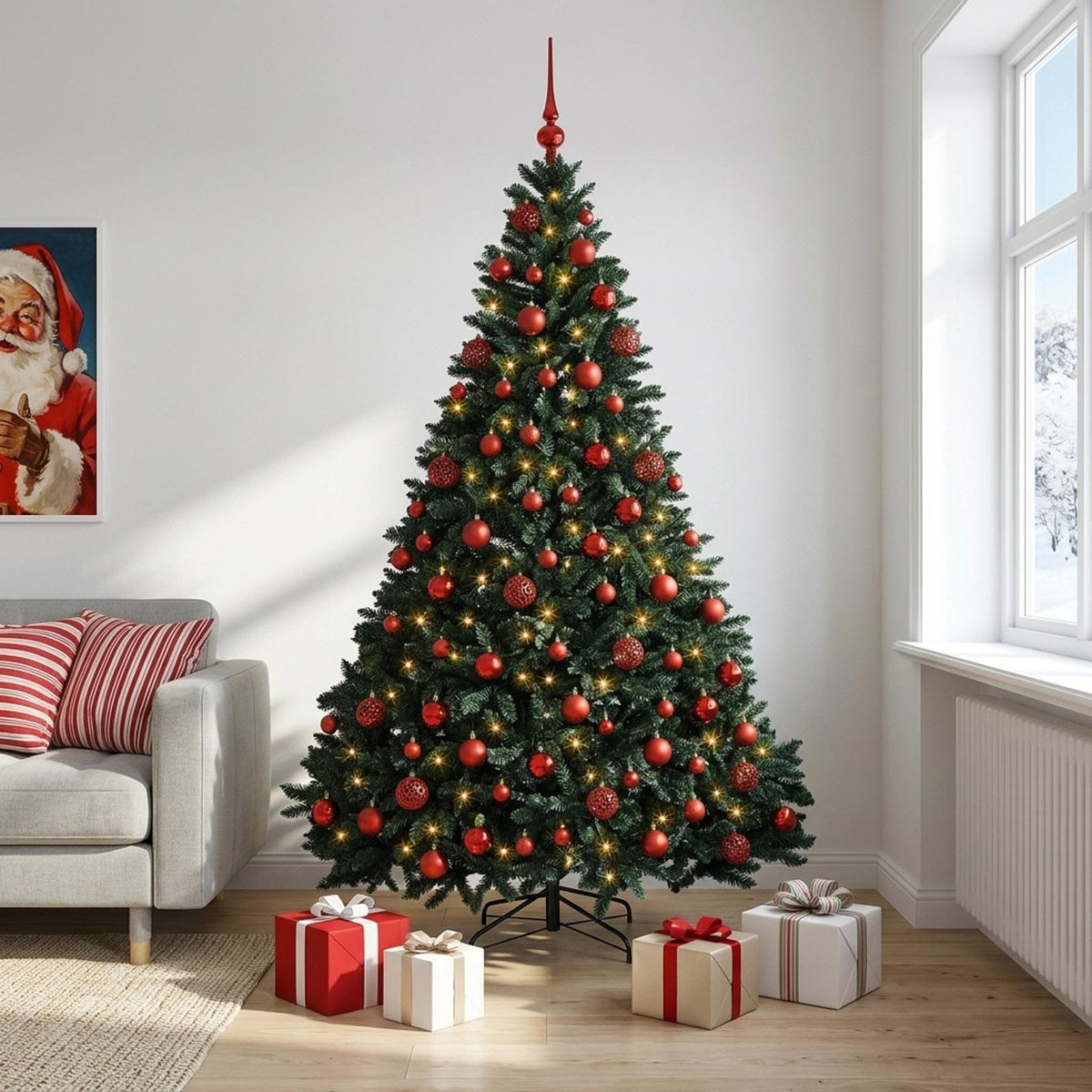 vidaXL Artificial Christmas Tree Dark Green with Bauble 240 cm