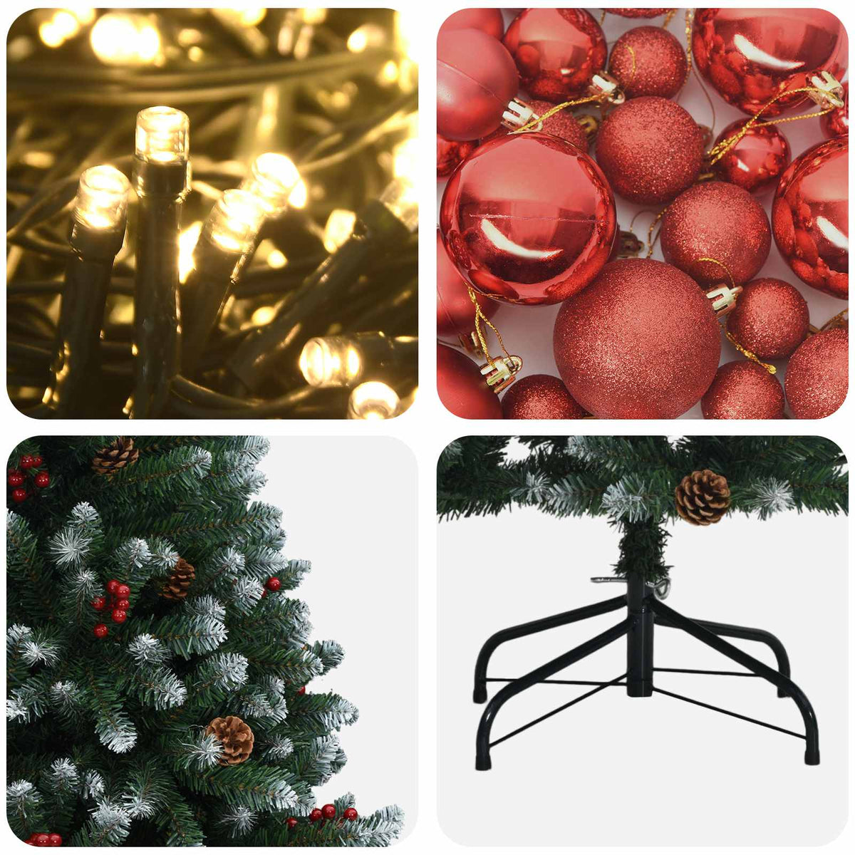 vidaXL Artificial Christmas Tree Green with Bauble 210 cm 300 LEDs