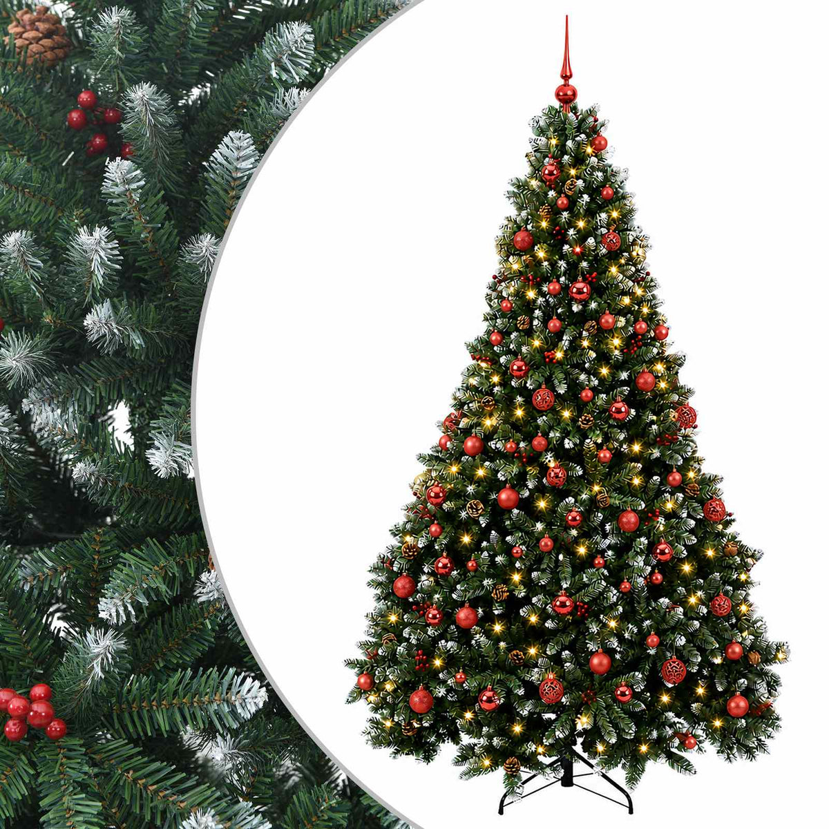 vidaXL Artificial Christmas Tree Green with Bauble 210 cm 300 LEDs