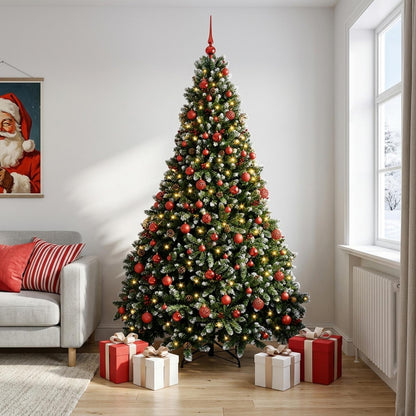 vidaXL Artificial Christmas Tree Green with Bauble 210 cm 300 LEDs