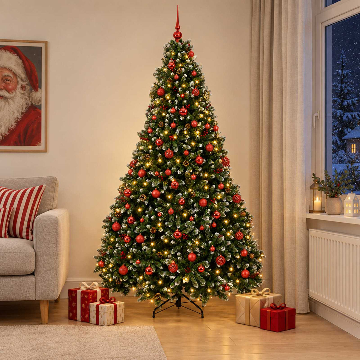vidaXL Artificial Christmas Tree Green with Bauble 210 cm 300 LEDs