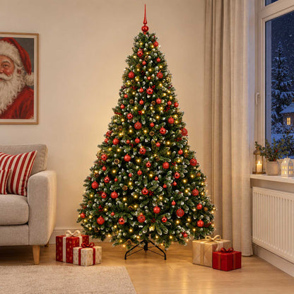 vidaXL Artificial Christmas Tree Green with Bauble 210 cm 300 LEDs