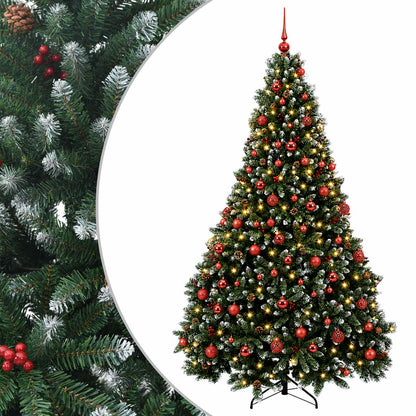 vidaXL Artificial Green Christmas Tree with Baubles 240 cm 300 LEDs
