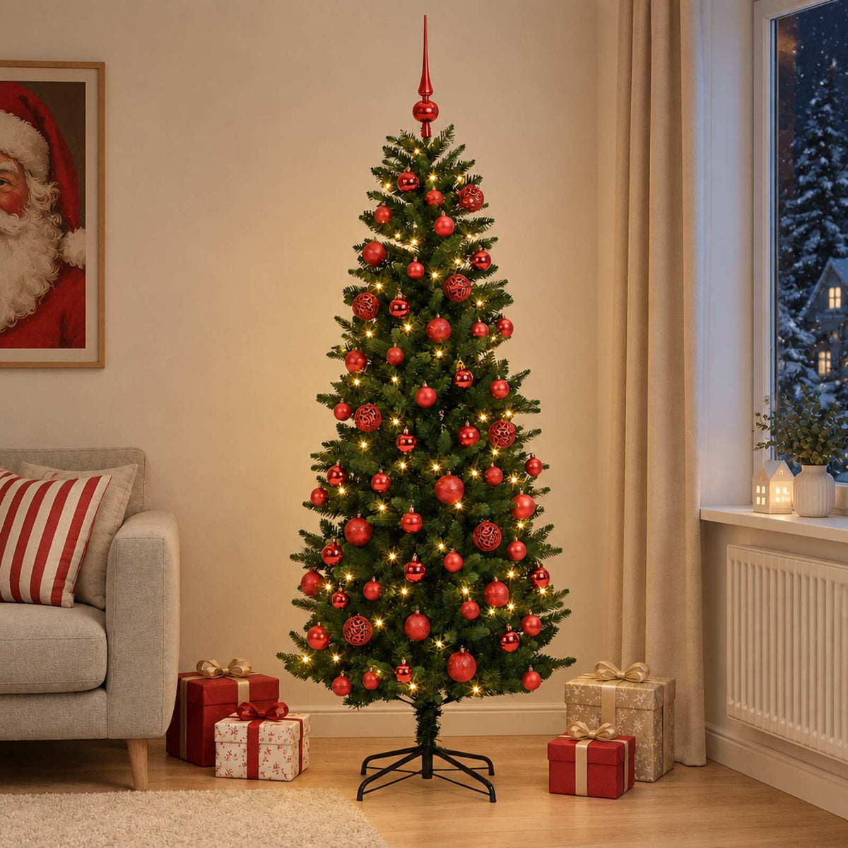 vidaXL Artificial Christmas Tree with Bauble 180 cm 300 LEDs