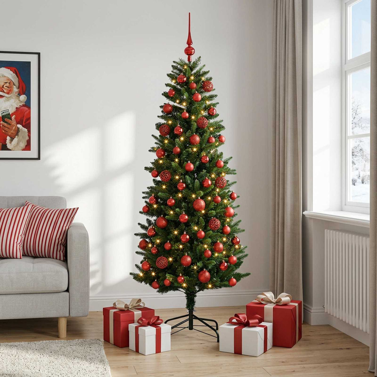 vidaXL Artificial Christmas Tree with Bauble 180 cm 300 LEDs