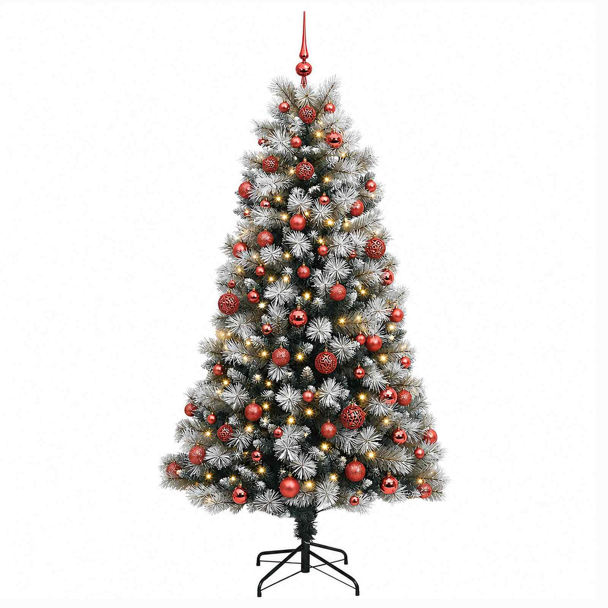vidaXL Artificial Hinged Christmas Tree with Baubles 210 cm 300 LEDs
