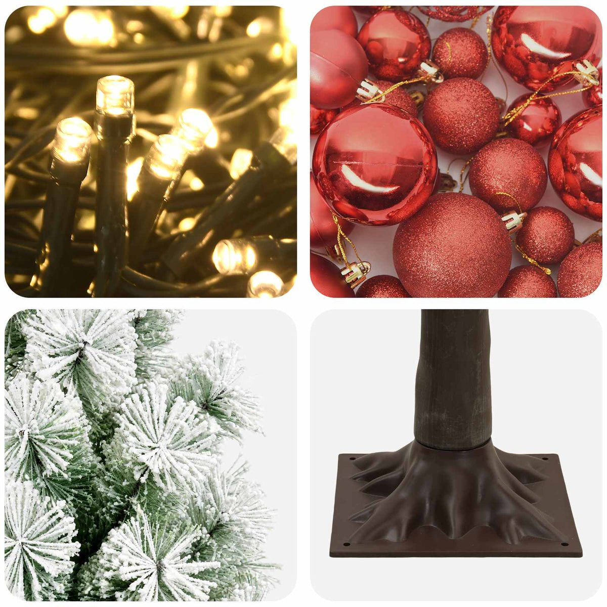 vidaXL Artificial Hinged Christmas Tree with Baubles 180 cm 300 LEDs