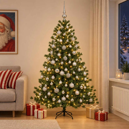 vidaXL Artificial Christmas Tree with Bauble 210 cm 300 LEDs