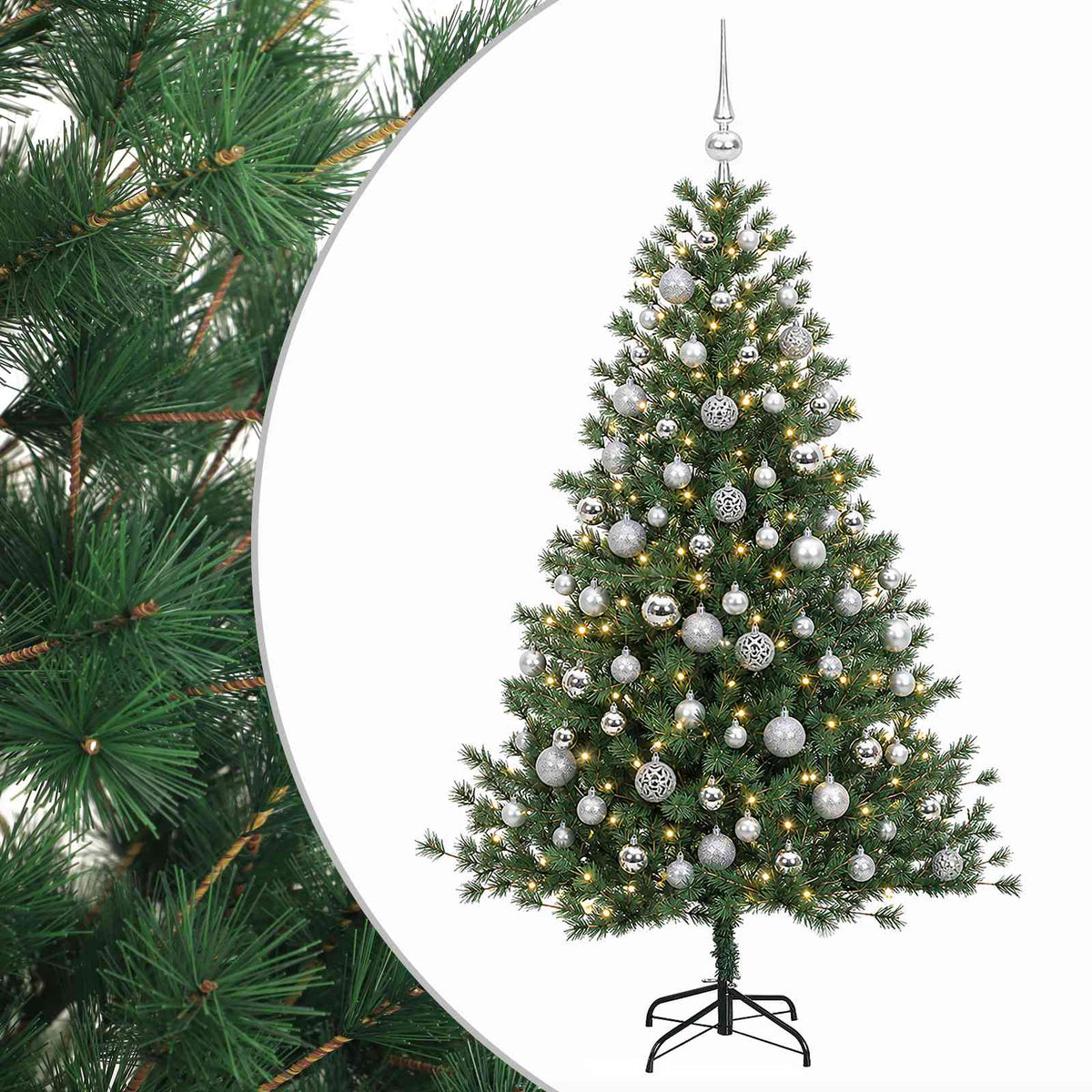 vidaXL Artificial Christmas Tree with Bauble 210 cm 300 LEDs
