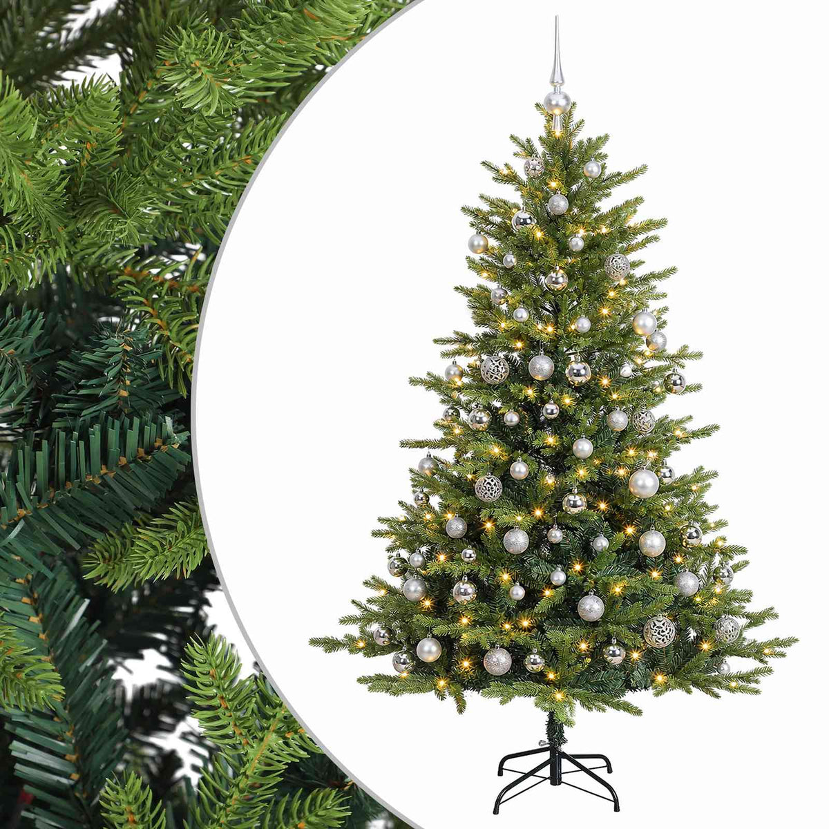 vidaXL Artificial Christmas Tree with Bauble 180 cm 300 LEDs