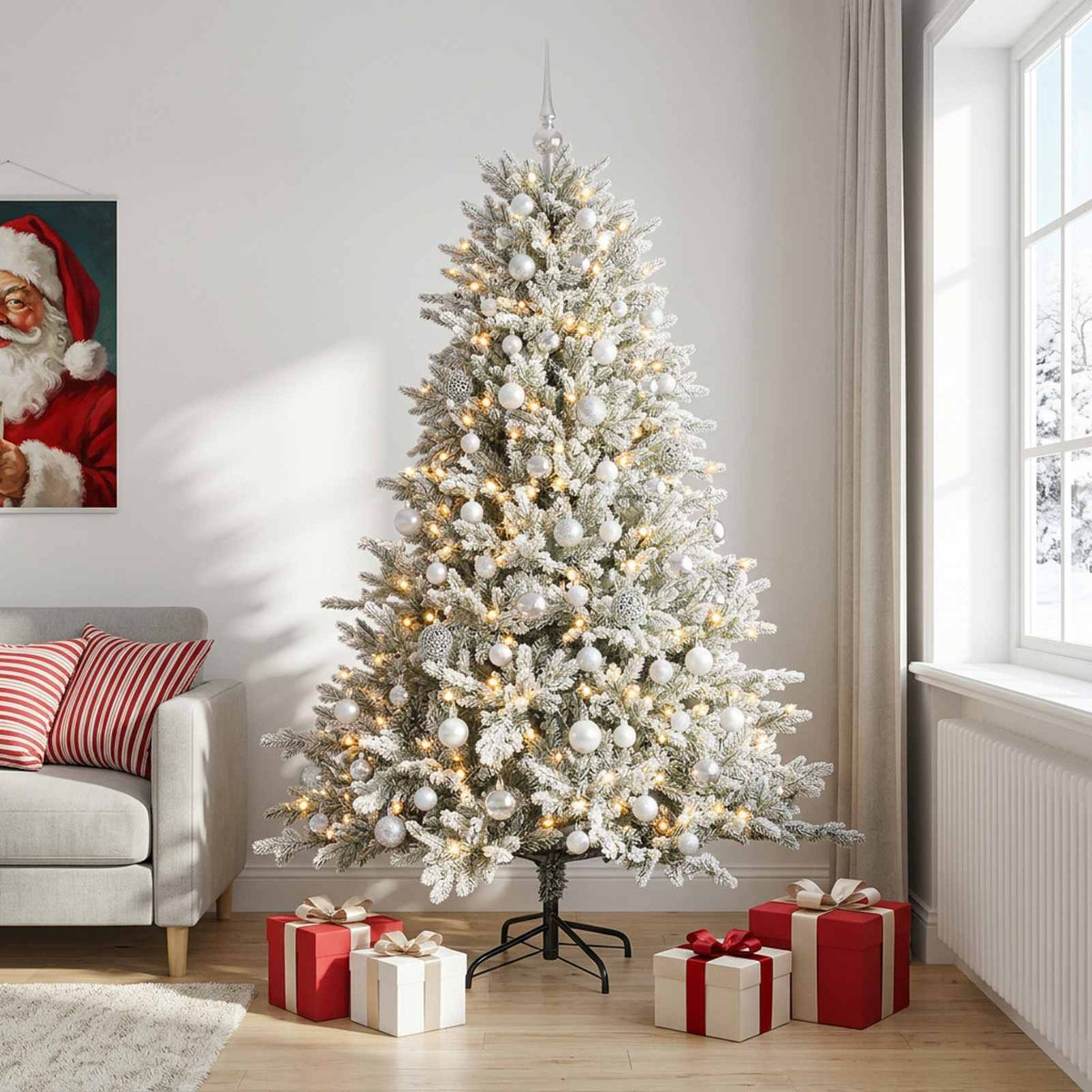 vidaXL Artificial Christmas Tree with Bauble 210 cm 300 LEDs