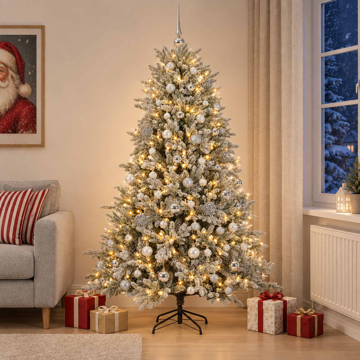 vidaXL Artificial Christmas Tree with Bauble 180 cm 300 LEDs