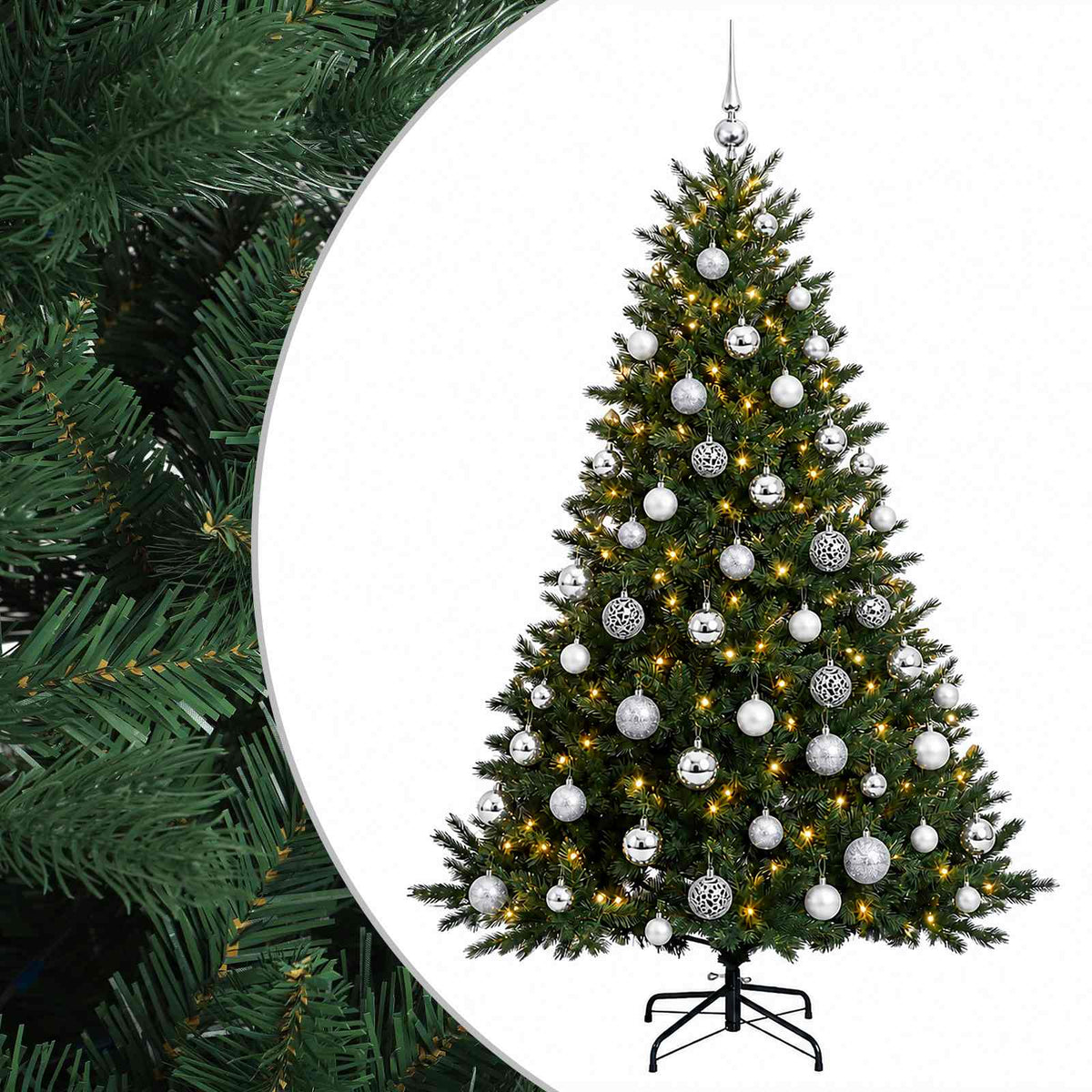 vidaXL Artificial Christmas Tree with Bauble 240 cm 300 LEDs
