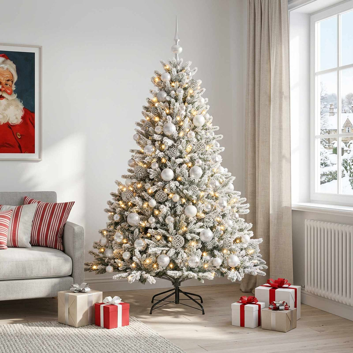 vidaXL Artificial Christmas Tree with Bauble 240 cm 300 LEDs