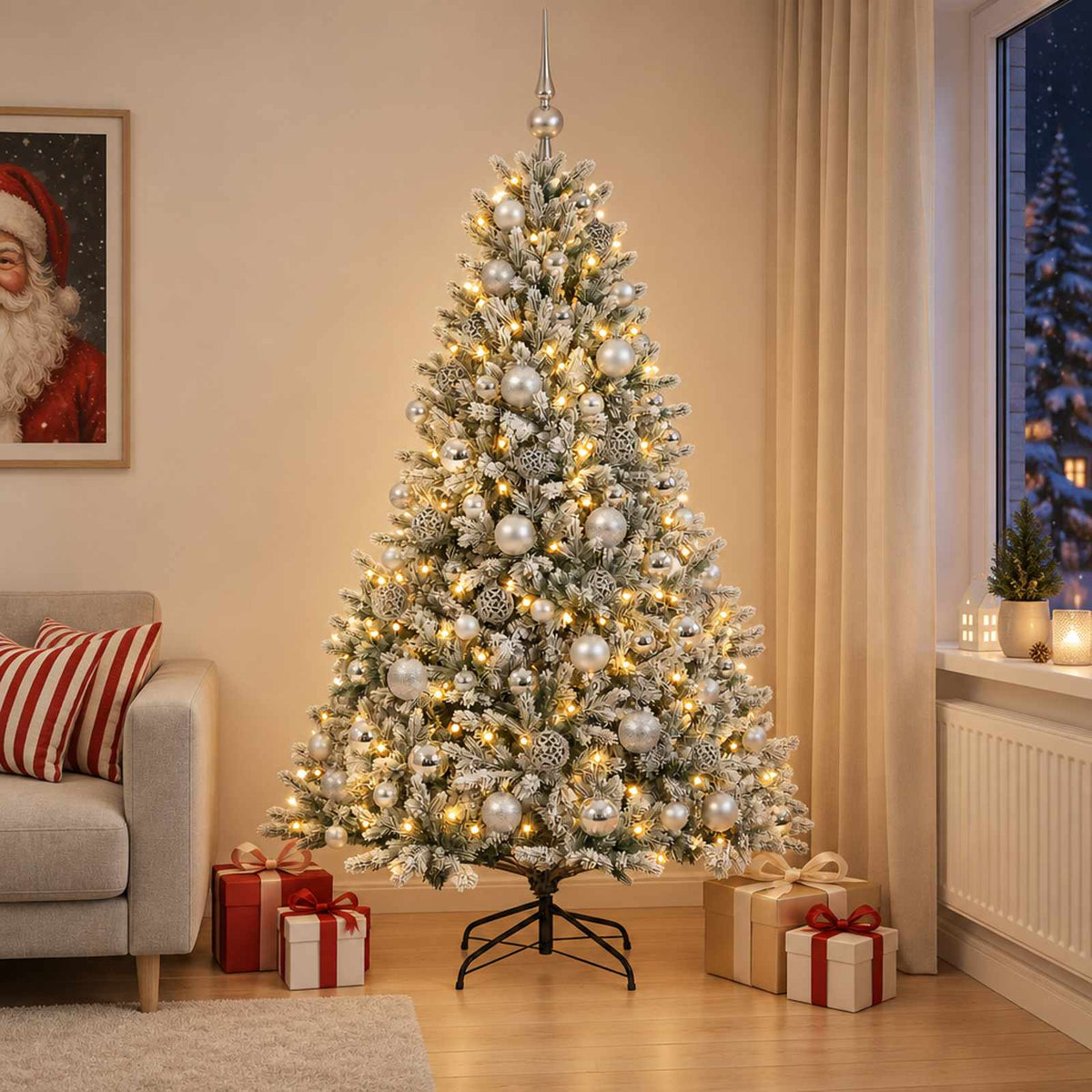 vidaXL Artificial Christmas Tree with Bauble 240 cm 300 LEDs