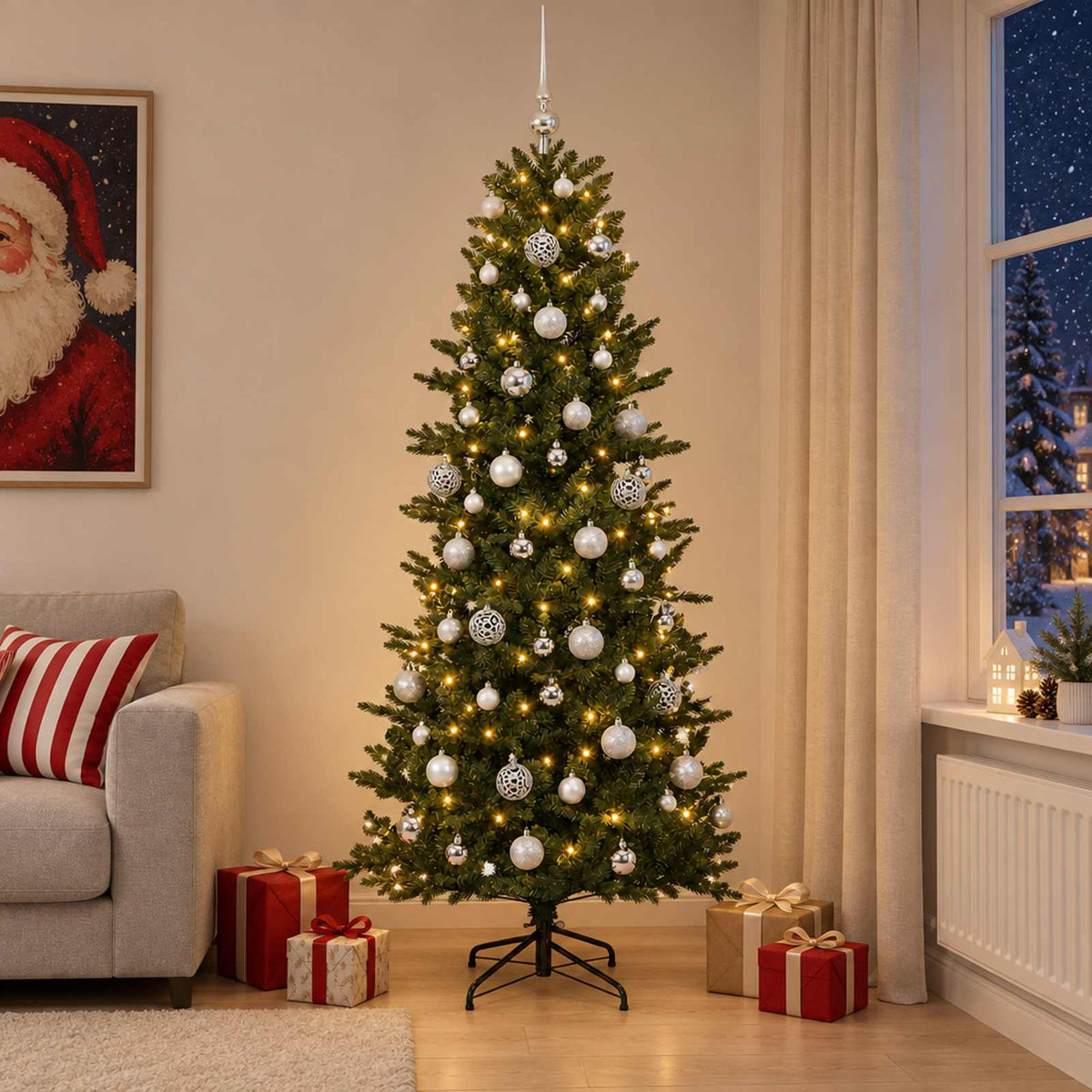 vidaXL Artificial Christmas Tree with Bauble 210 cm 300 LEDs