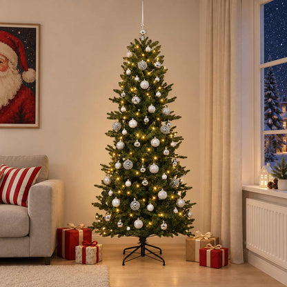 vidaXL Artificial Christmas Tree with Bauble 210 cm 300 LEDs