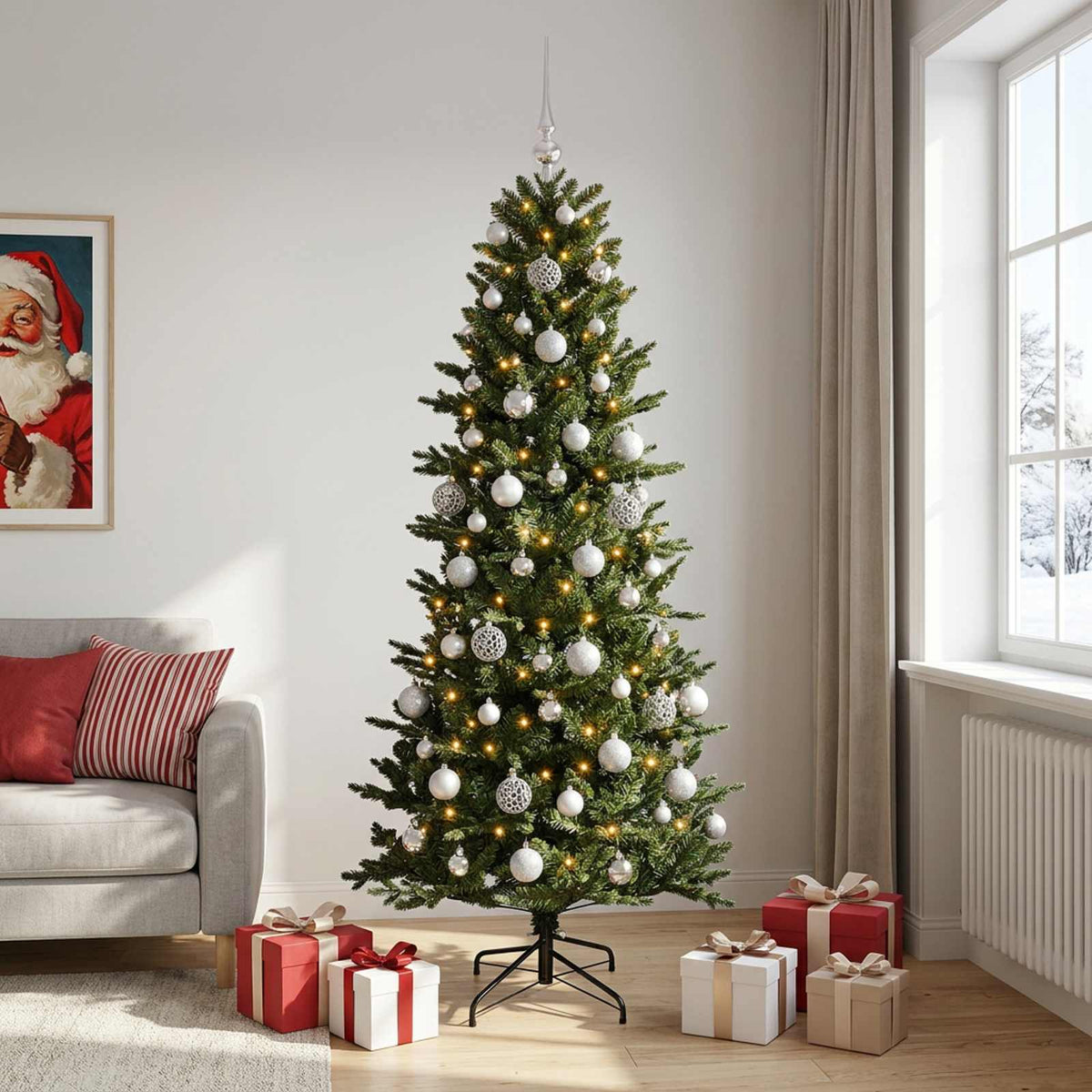 vidaXL Artificial Christmas Tree with Bauble 210 cm 300 LEDs