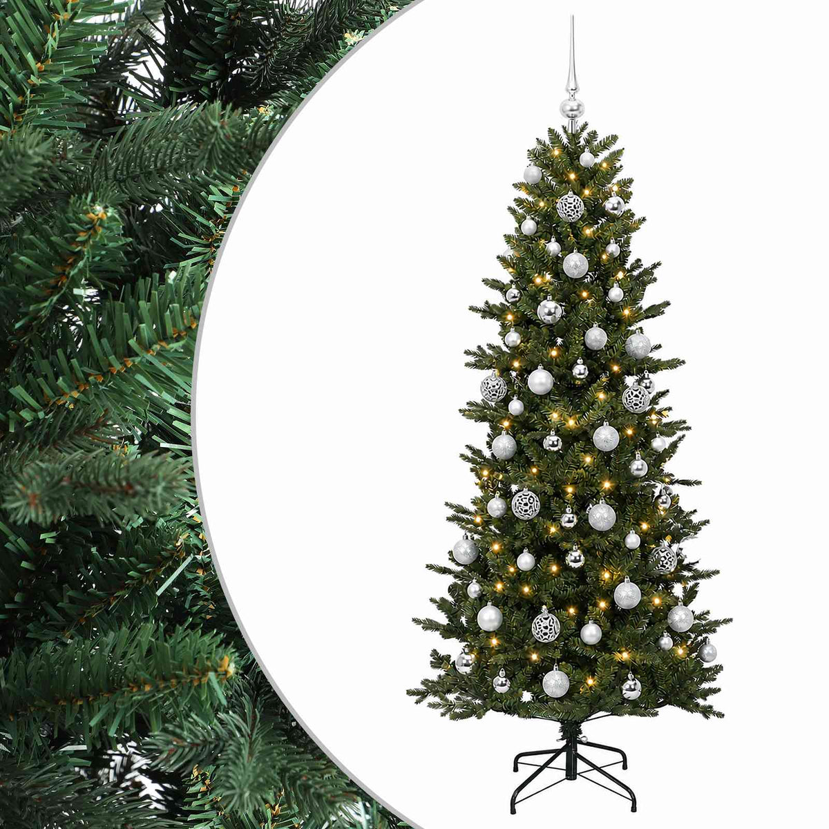 vidaXL Artificial Christmas Tree with Bauble 210 cm 300 LEDs