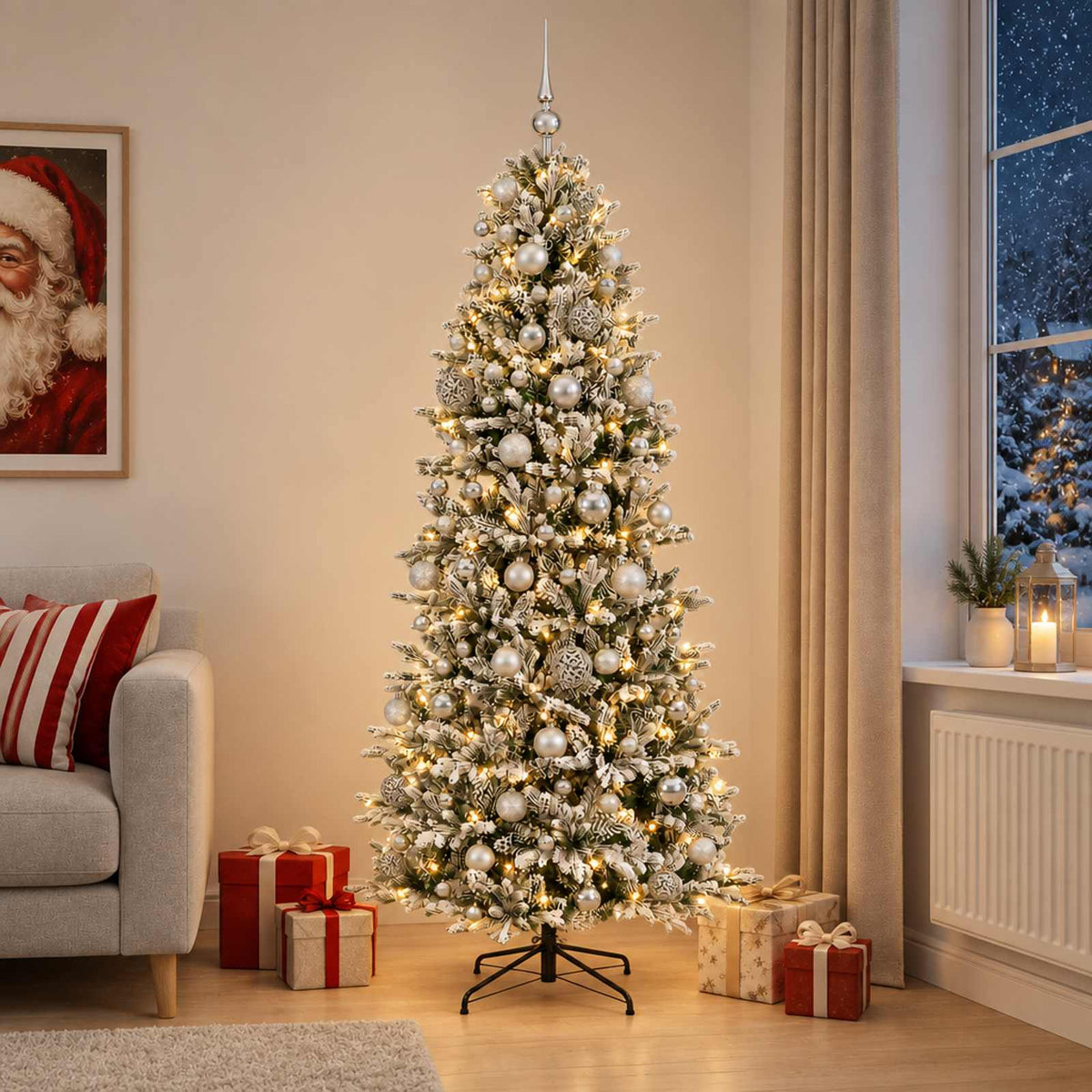 vidaXL Artificial Christmas Tree with Bauble 240 cm 300 LEDs