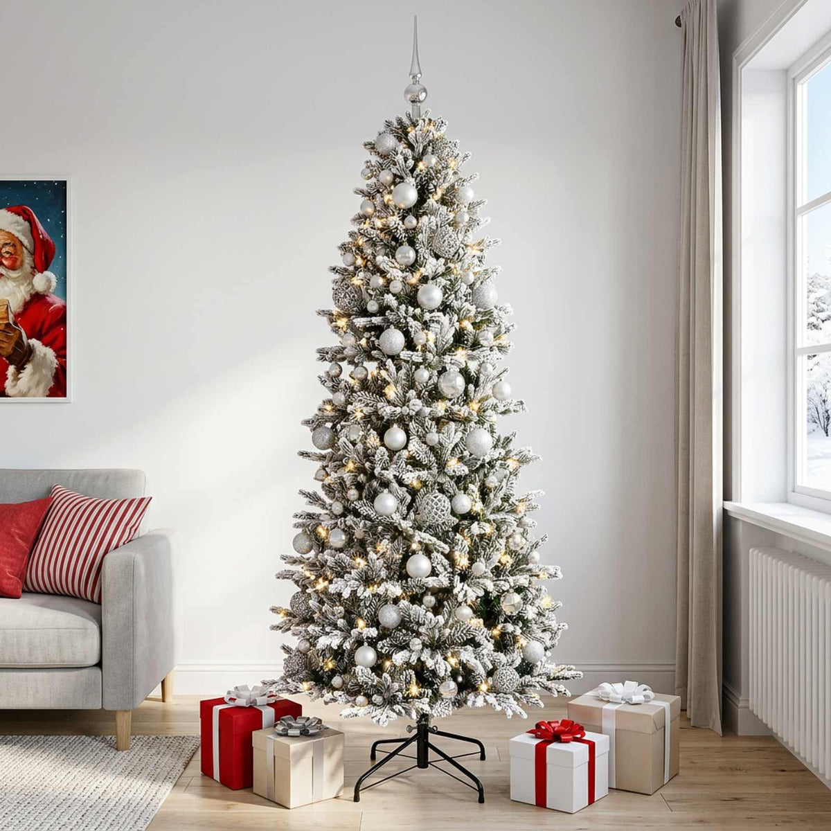 vidaXL Artificial Christmas Tree with Bauble 240 cm 300 LEDs