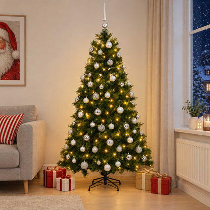 vidaXL Artificial Christmas Tree with Bauble 210 cm 300 LEDs