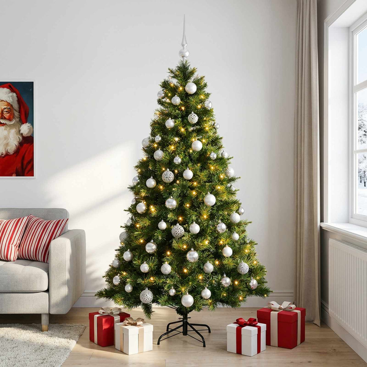 vidaXL Artificial Christmas Tree with Bauble 180 cm 300 LEDs