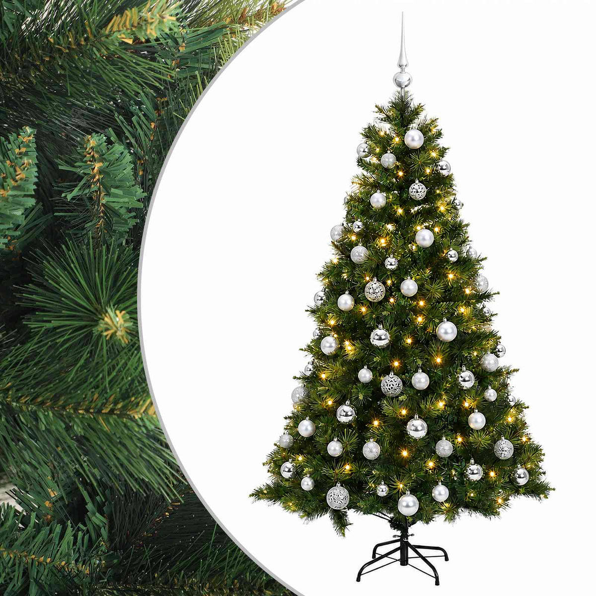 vidaXL Artificial Christmas Tree with Bauble 210 cm 300 LEDs