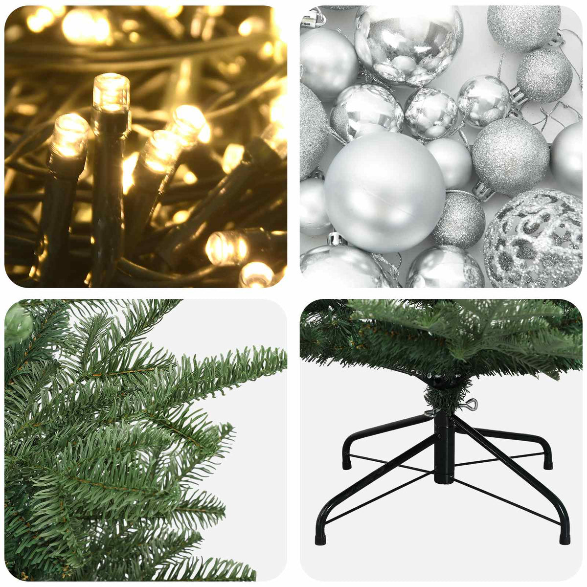 vidaXL Artificial Christmas Tree with Bauble 210 cm 300 LEDs