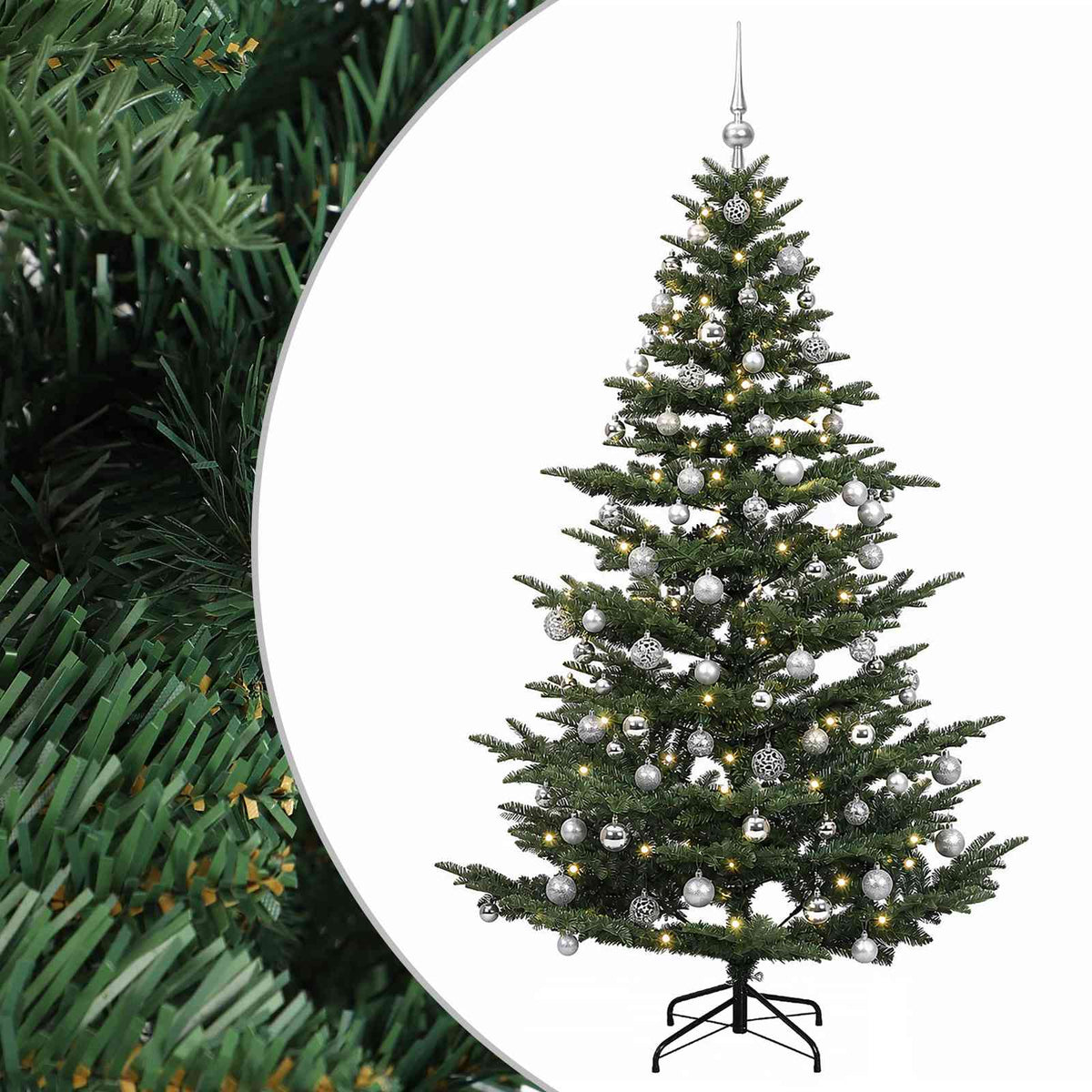 vidaXL Artificial Christmas Tree with Bauble 210 cm 300 LEDs