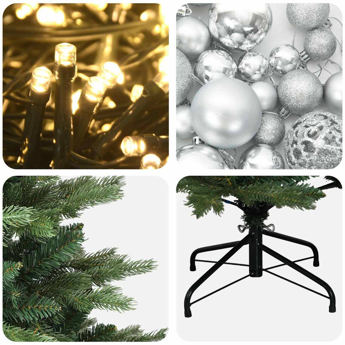 vidaXL Artificial Christmas Tree with Bauble 210 cm 300 LEDs