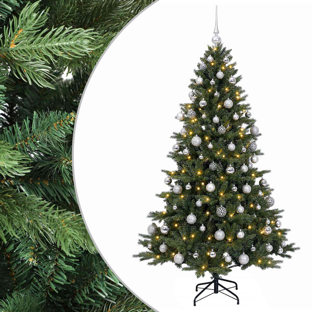 vidaXL Artificial Christmas Tree with Bauble 210 cm 300 LEDs