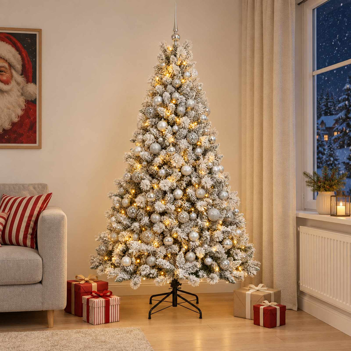 vidaXL Artificial Christmas Tree with Bauble 210 cm 300 LEDs