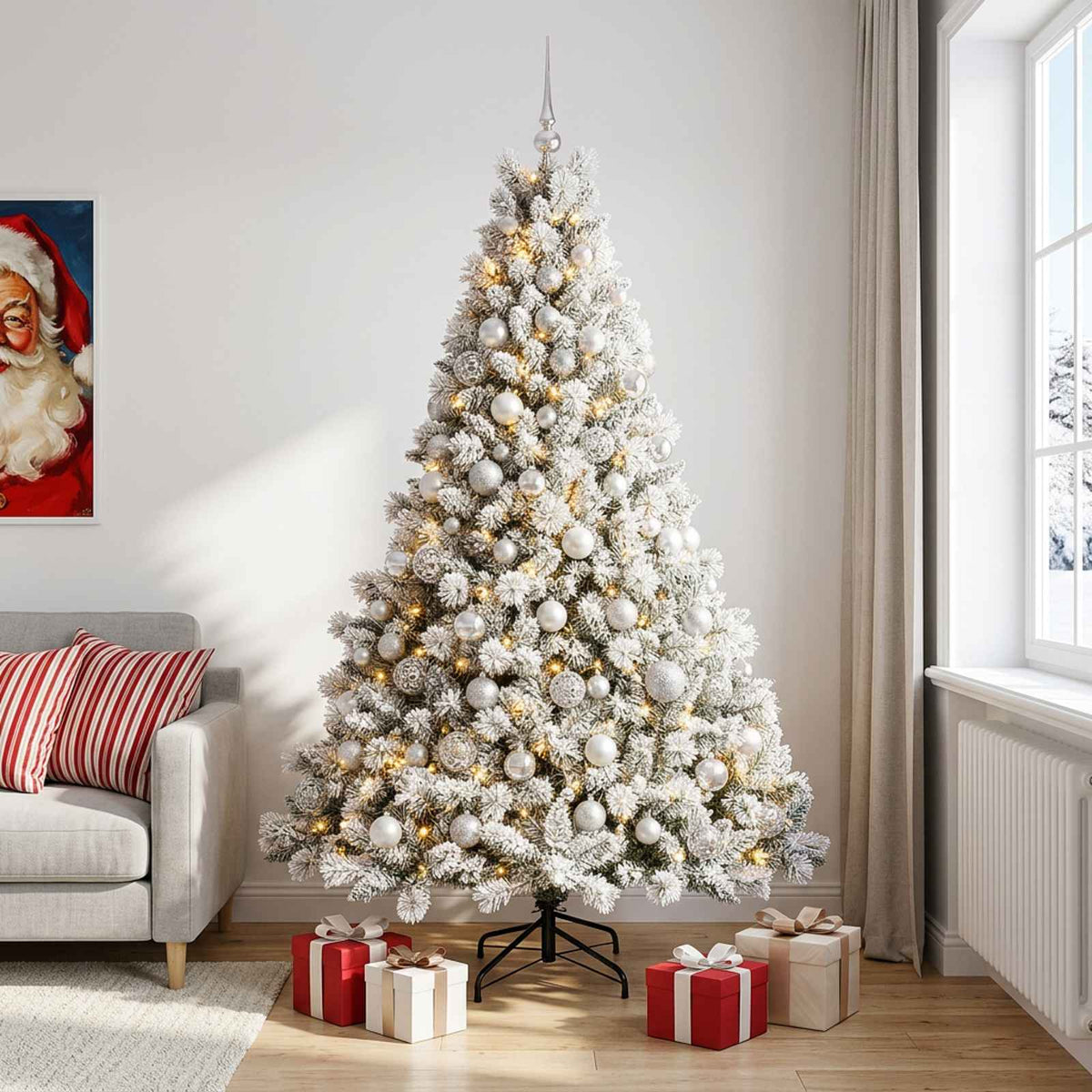 vidaXL Artificial Christmas Tree with Bauble 210 cm 300 LEDs