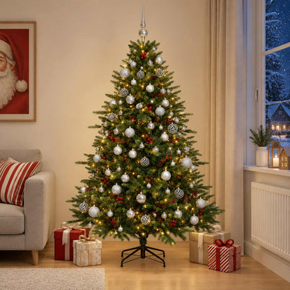 vidaXL Artificial Christmas Tree with Bauble 210 cm 300 LEDs