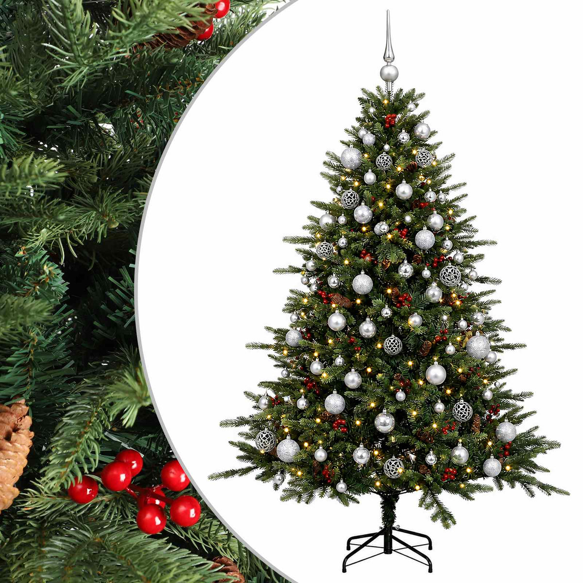 vidaXL Artificial Christmas Tree with Bauble 210 cm 300 LEDs