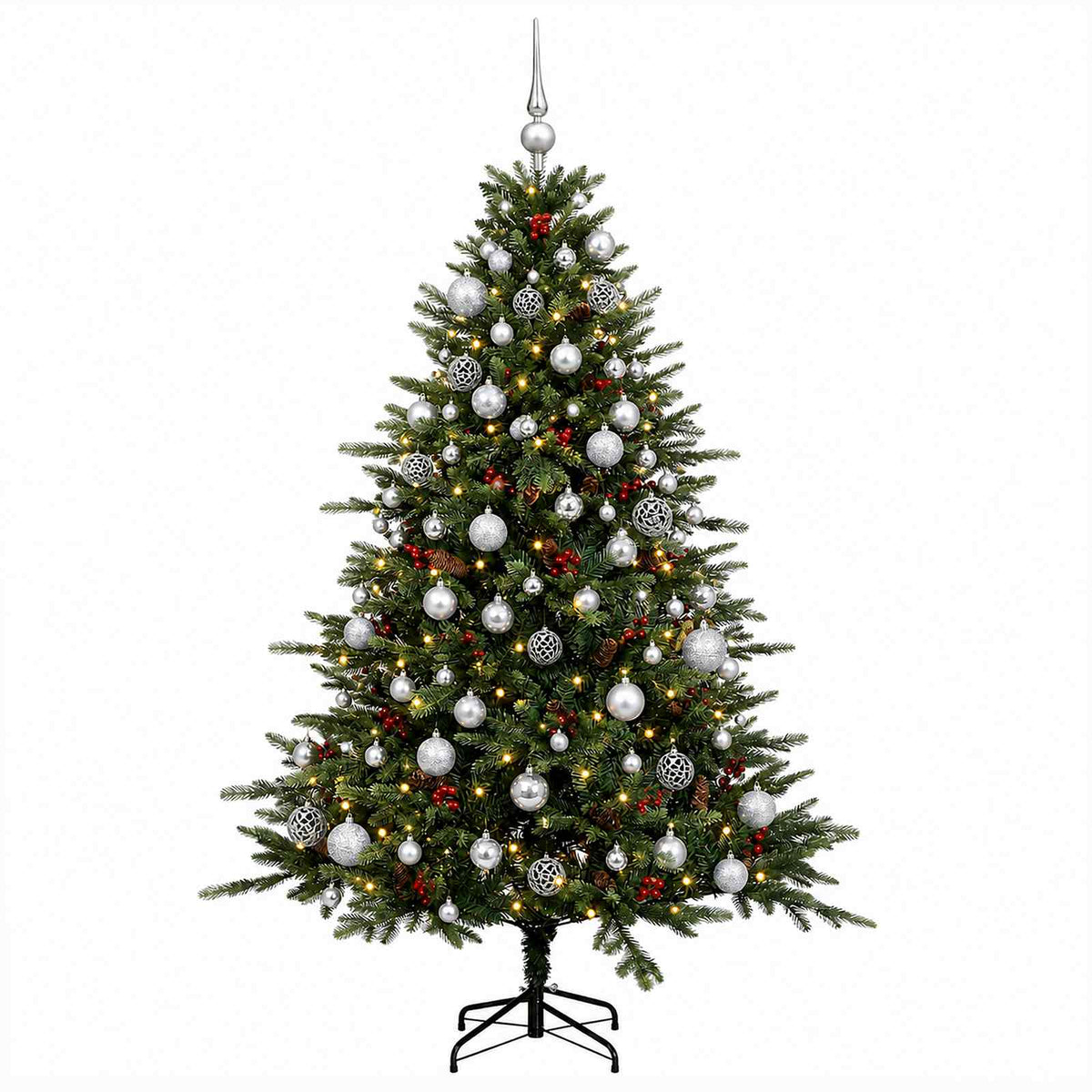 vidaXL Artificial Christmas Tree with Bauble 210 cm 300 LEDs