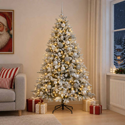 vidaXL Artificial Christmas Tree with Bauble 210 cm 300 LEDs